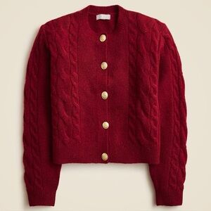 J. Crew Cable Knit Cardigan Medium 2024 red burgundy button sweater wool